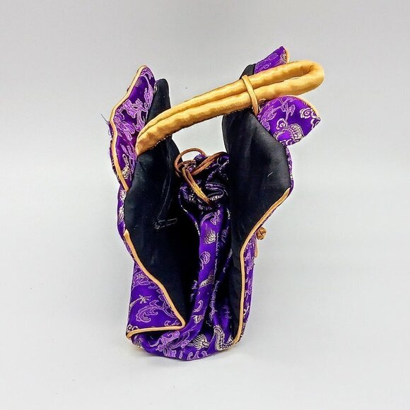 Chinese Purple Gold Silk Brocade Bag - Picture 5 of 6